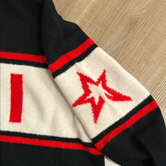 CeCe Black Red and white Turtleneck Ski Sweater. New with Tags - Picture 3 of 6